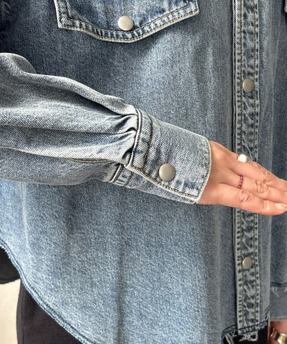 可成套搭配 短款 牛仔 襯衫