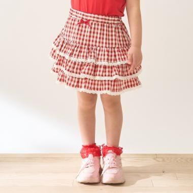 防曬處理 方格層疊設計 內襯安全褲 半身裙 Lycee mine 芭蕾系列