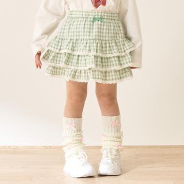 防曬處理 方格層疊設計 內襯安全褲 半身裙 Lycee mine 芭蕾系列