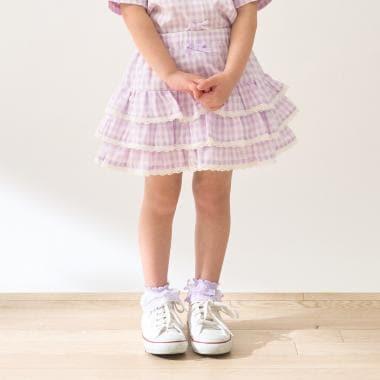 防曬處理 方格層疊設計 內襯安全褲 半身裙 Lycee mine 芭蕾系列