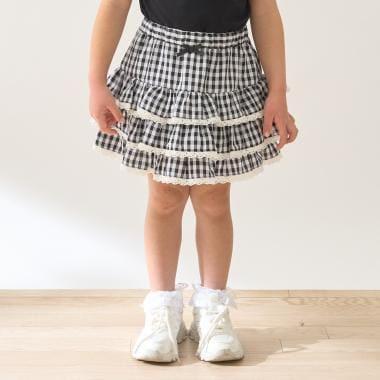 防曬處理 方格層疊設計 內襯安全褲 半身裙 Lycee mine 芭蕾系列