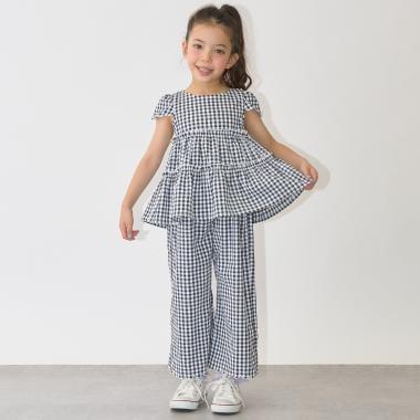 全面印花荷葉層疊上衣＋波浪邊褲裝套裝