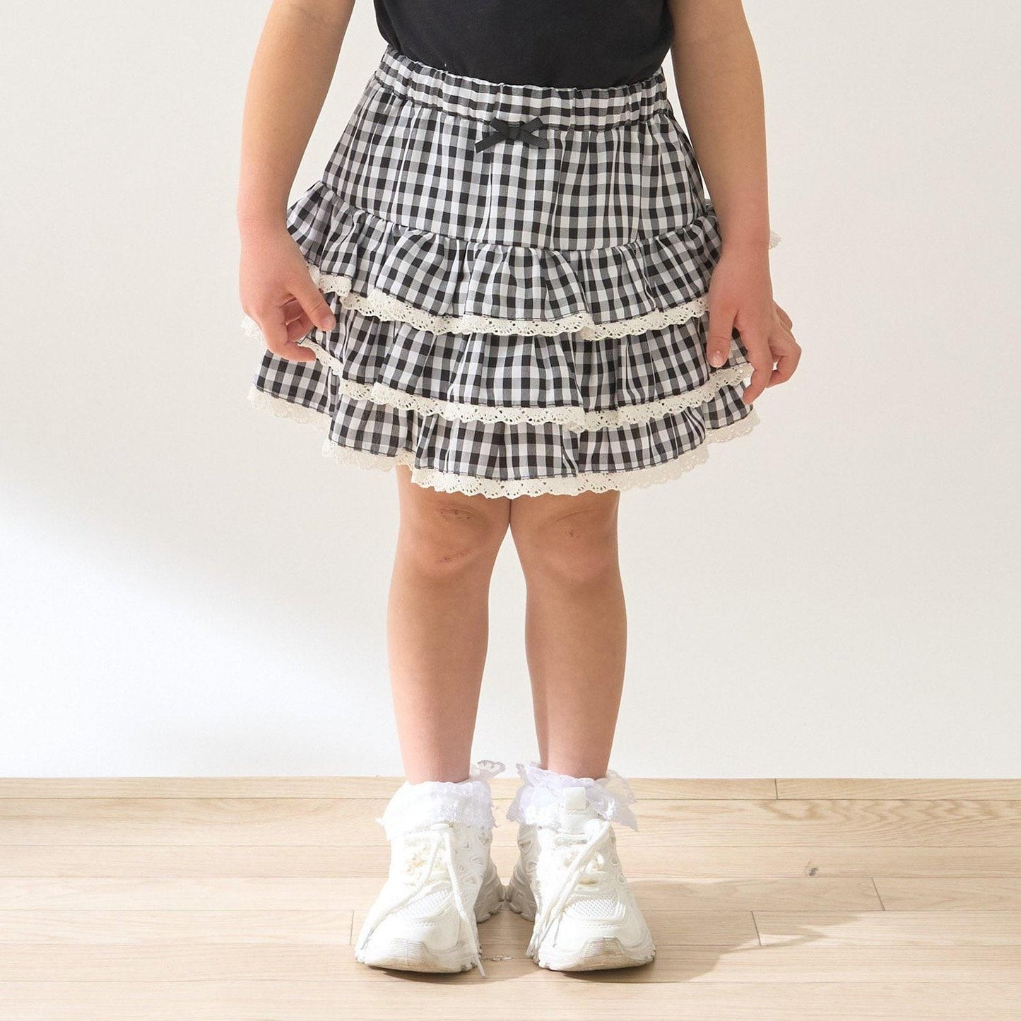 防曬處理 方格層疊設計 內襯安全褲 半身裙 Lycee mine 芭蕾系列