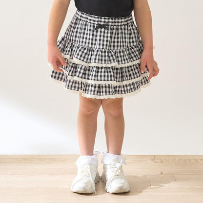 防曬處理 方格層疊設計 內襯安全褲 半身裙 Lycee mine 芭蕾系列