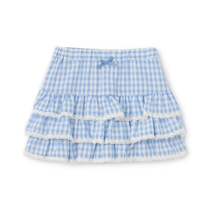 防曬處理 方格層疊設計 內襯安全褲 半身裙 Lycee mine 芭蕾系列