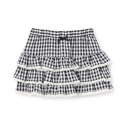 防曬處理 方格層疊設計 內襯安全褲 半身裙 Lycee mine 芭蕾系列