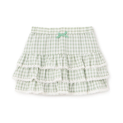 防曬處理 方格層疊設計 內襯安全褲 半身裙 Lycee mine 芭蕾系列