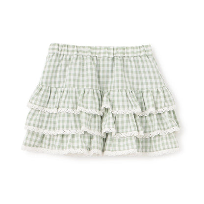 防曬處理 方格層疊設計 內襯安全褲 半身裙 Lycee mine 芭蕾系列