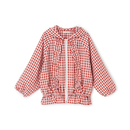 防紫外線加工 格紋荷葉邊 Lycee mine芭蕾系列 夾克外套