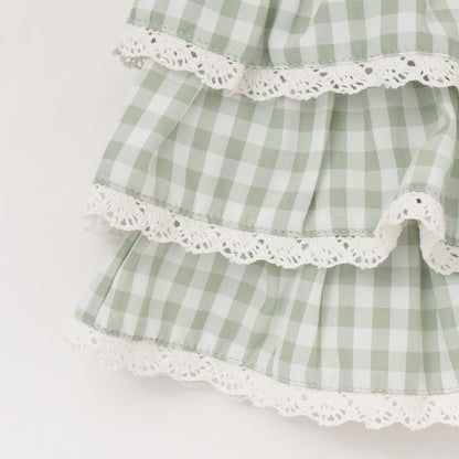 防曬處理 方格層疊設計 內襯安全褲 半身裙 Lycee mine 芭蕾系列