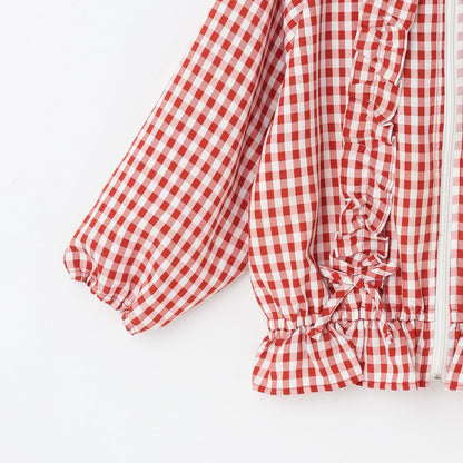 防紫外線加工 格紋荷葉邊 Lycee mine芭蕾系列 夾克外套