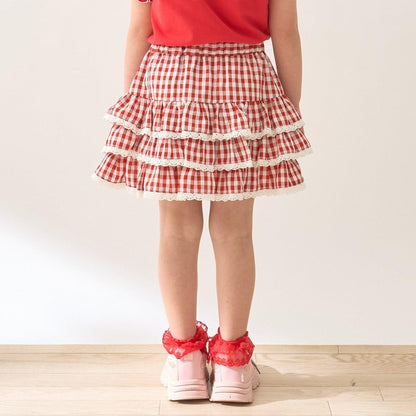 防曬處理 方格層疊設計 內襯安全褲 半身裙 Lycee mine 芭蕾系列