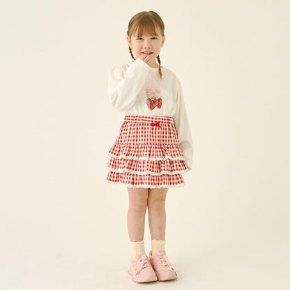 防曬處理 方格層疊設計 內襯安全褲 半身裙 Lycee mine 芭蕾系列