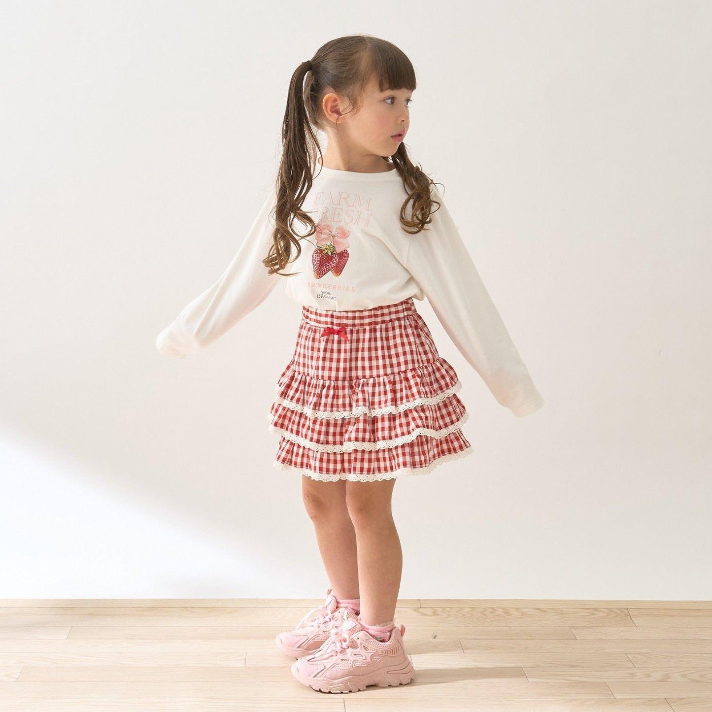 防曬處理 方格層疊設計 內襯安全褲 半身裙 Lycee mine 芭蕾系列