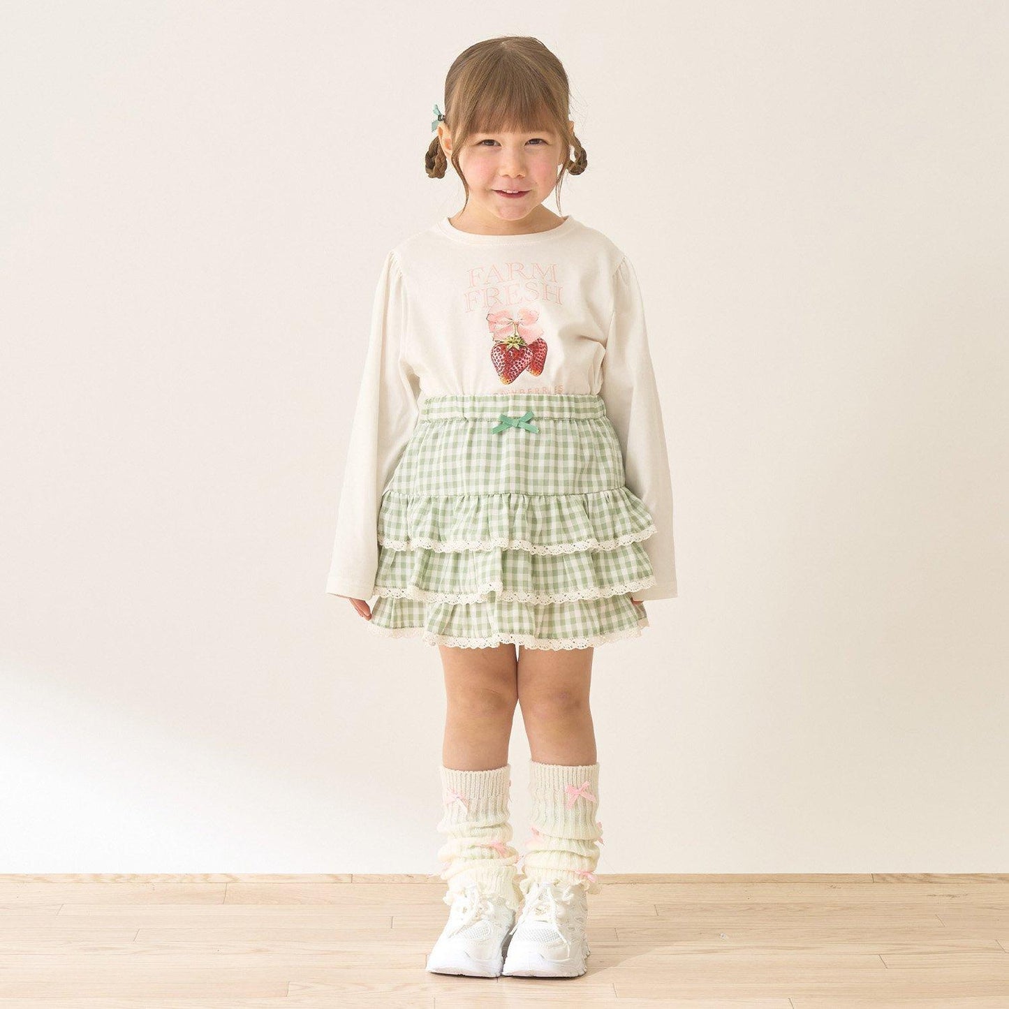 防曬處理 方格層疊設計 內襯安全褲 半身裙 Lycee mine 芭蕾系列