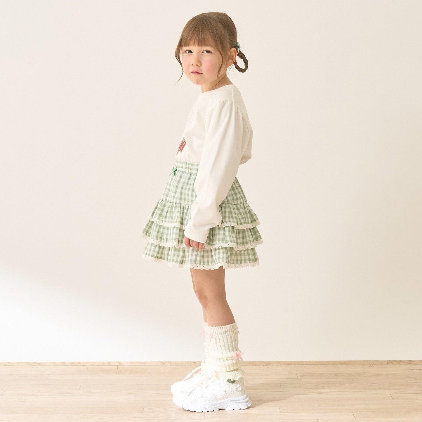 防曬處理 方格層疊設計 內襯安全褲 半身裙 Lycee mine 芭蕾系列