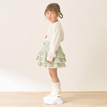 防曬處理 方格層疊設計 內襯安全褲 半身裙 Lycee mine 芭蕾系列