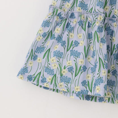 全面印花荷葉層疊上衣＋波浪邊褲裝套裝