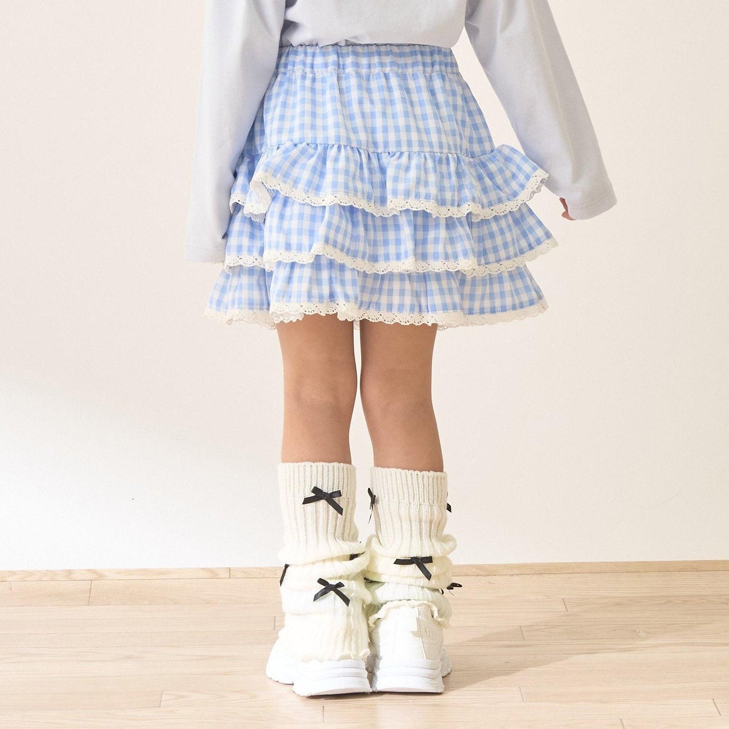 防曬處理 方格層疊設計 內襯安全褲 半身裙 Lycee mine 芭蕾系列