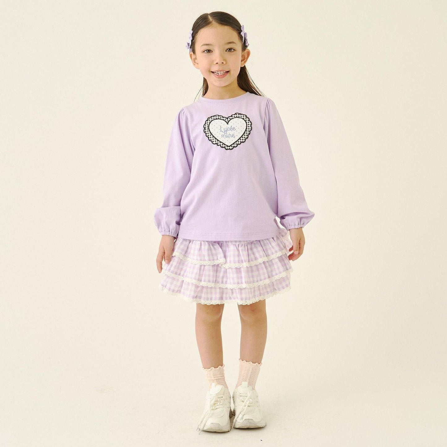 防曬處理 方格層疊設計 內襯安全褲 半身裙 Lycee mine 芭蕾系列