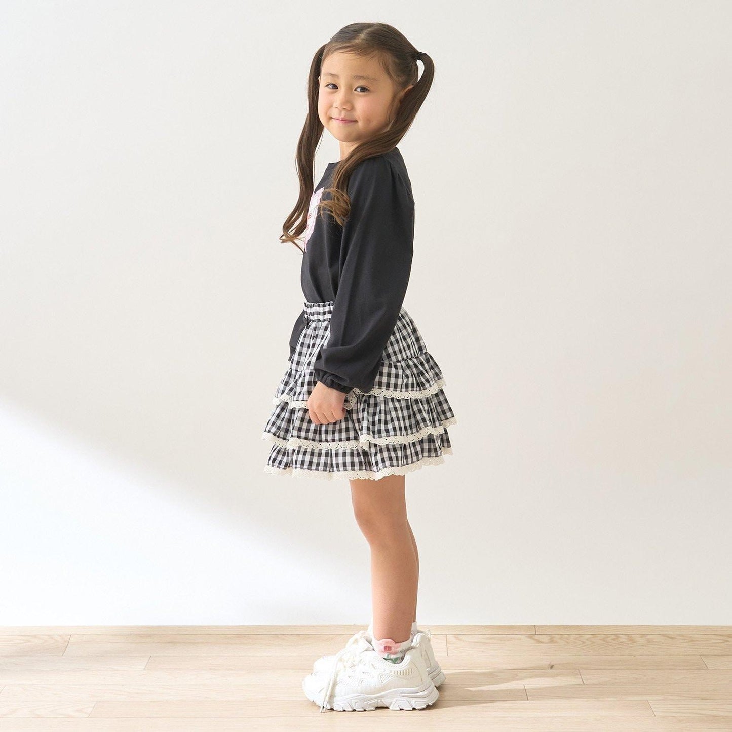 防曬處理 方格層疊設計 內襯安全褲 半身裙 Lycee mine 芭蕾系列