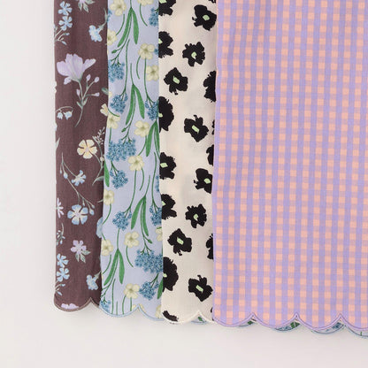 全面印花荷葉層疊上衣＋波浪邊褲裝套裝