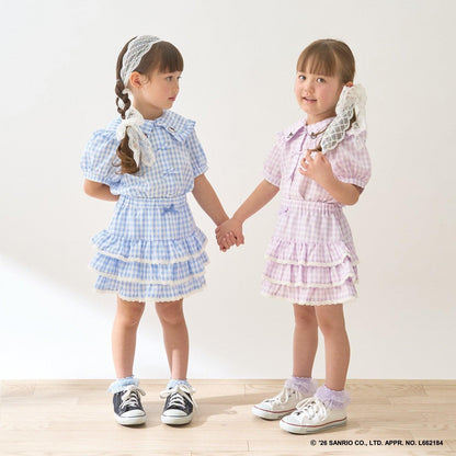 防曬處理 方格層疊設計 內襯安全褲 半身裙 Lycee mine 芭蕾系列