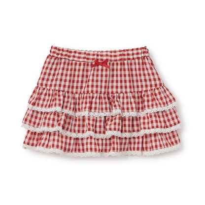 防曬處理 方格層疊設計 內襯安全褲 半身裙 Lycee mine 芭蕾系列