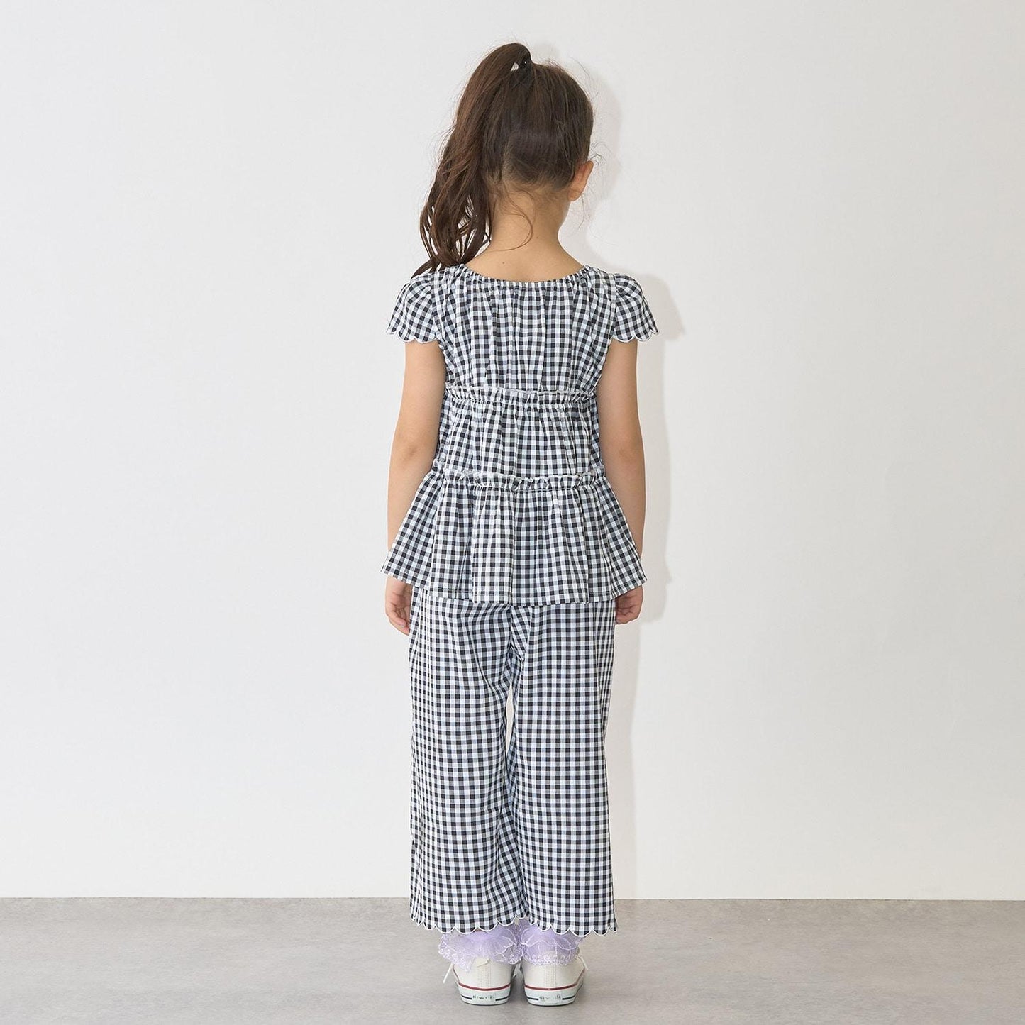 全面印花荷葉層疊上衣＋波浪邊褲裝套裝