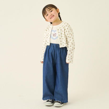 全面印花荷葉層疊上衣＋波浪邊褲裝套裝