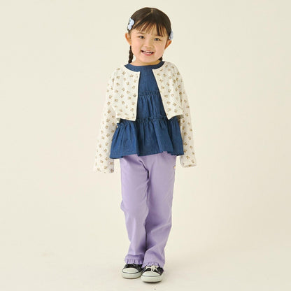 全面印花荷葉層疊上衣＋波浪邊褲裝套裝