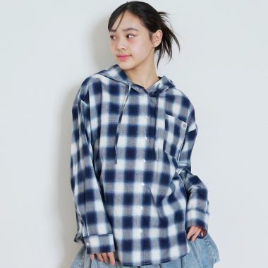 LTXC 格子圖案 連帽設計 襯衫外套