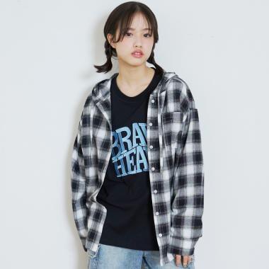 LTXC 格子圖案 連帽設計 襯衫外套