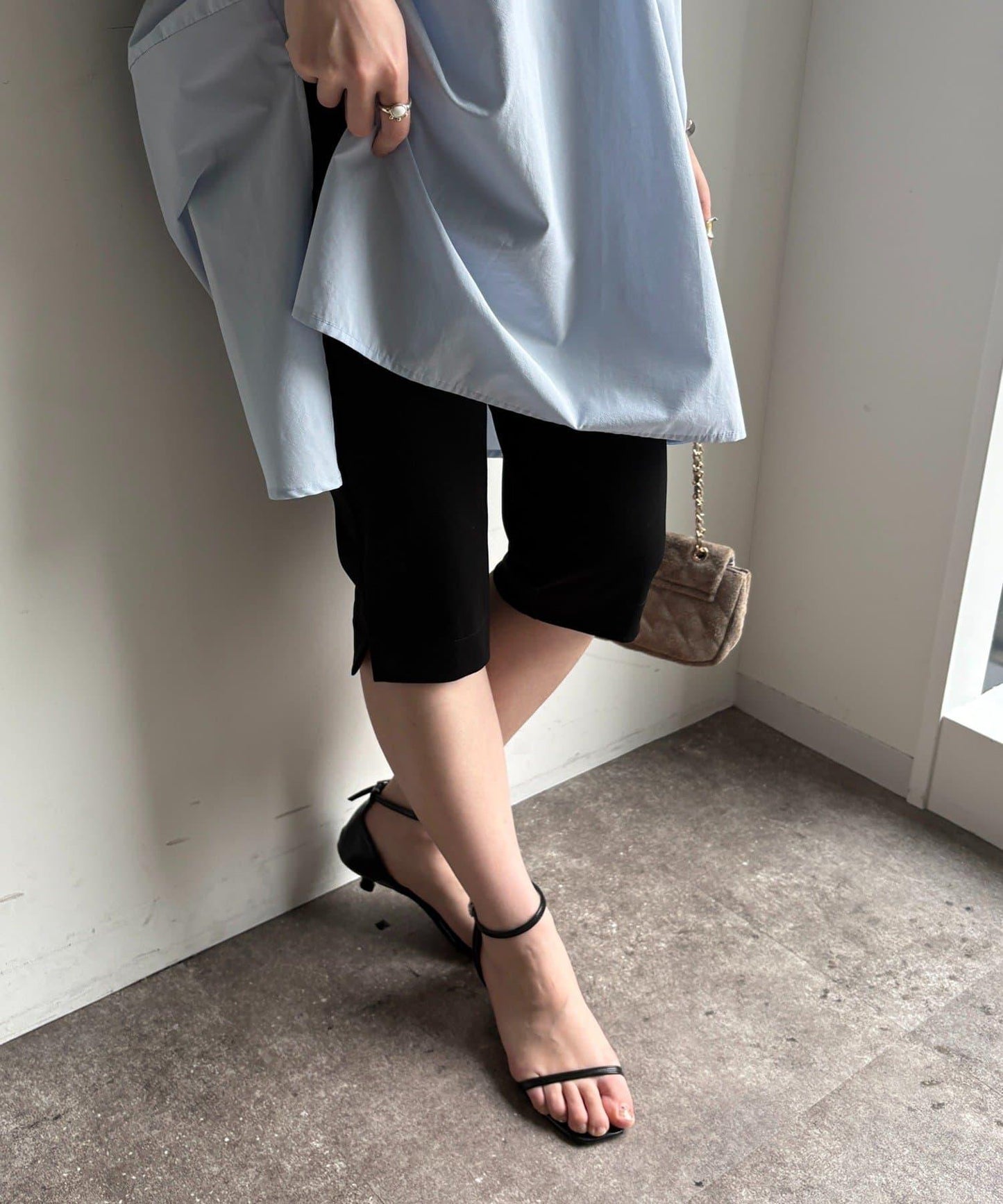 彈力斜紋七分褲