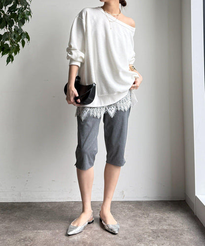 彈力斜紋七分褲