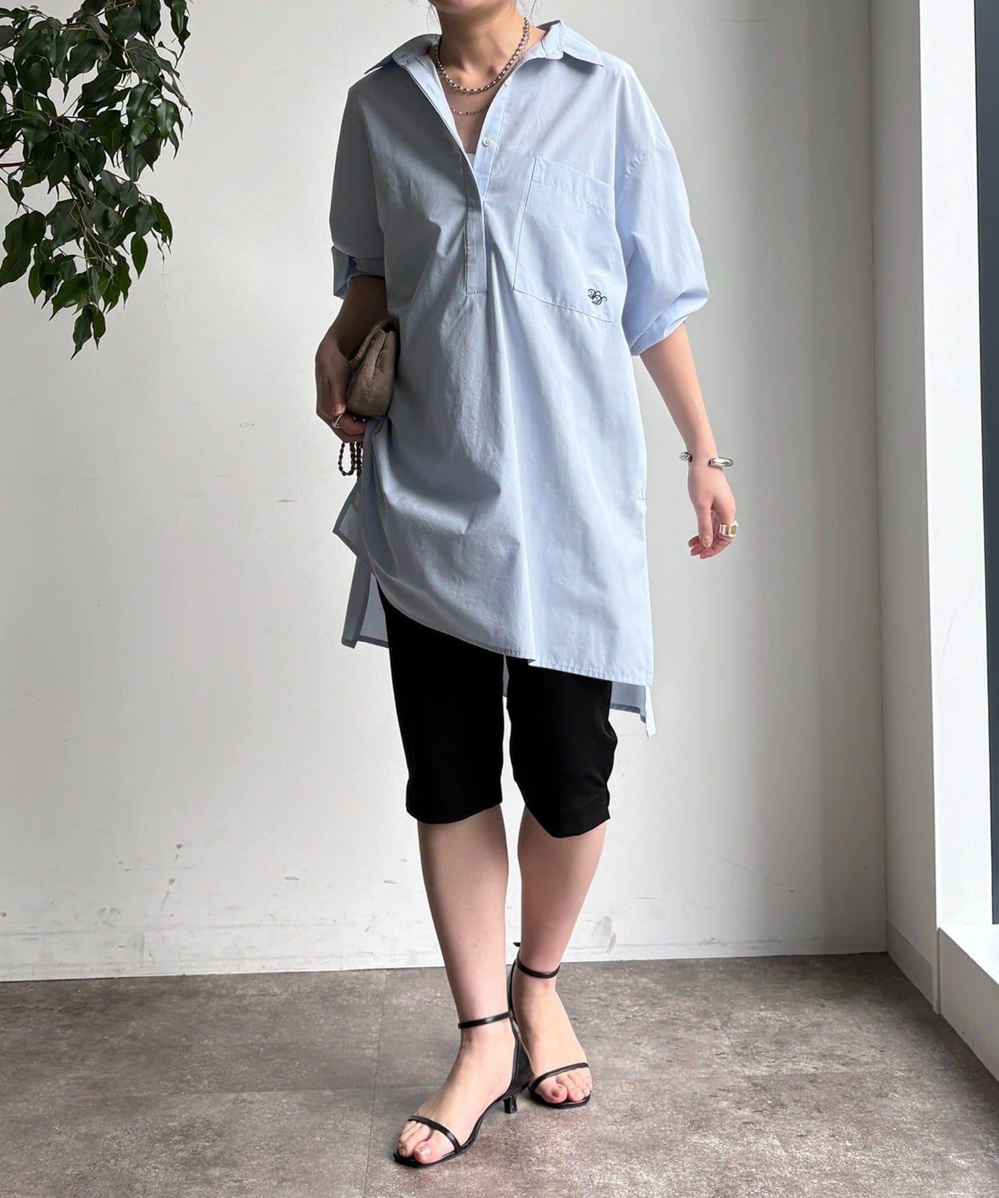 彈力斜紋七分褲