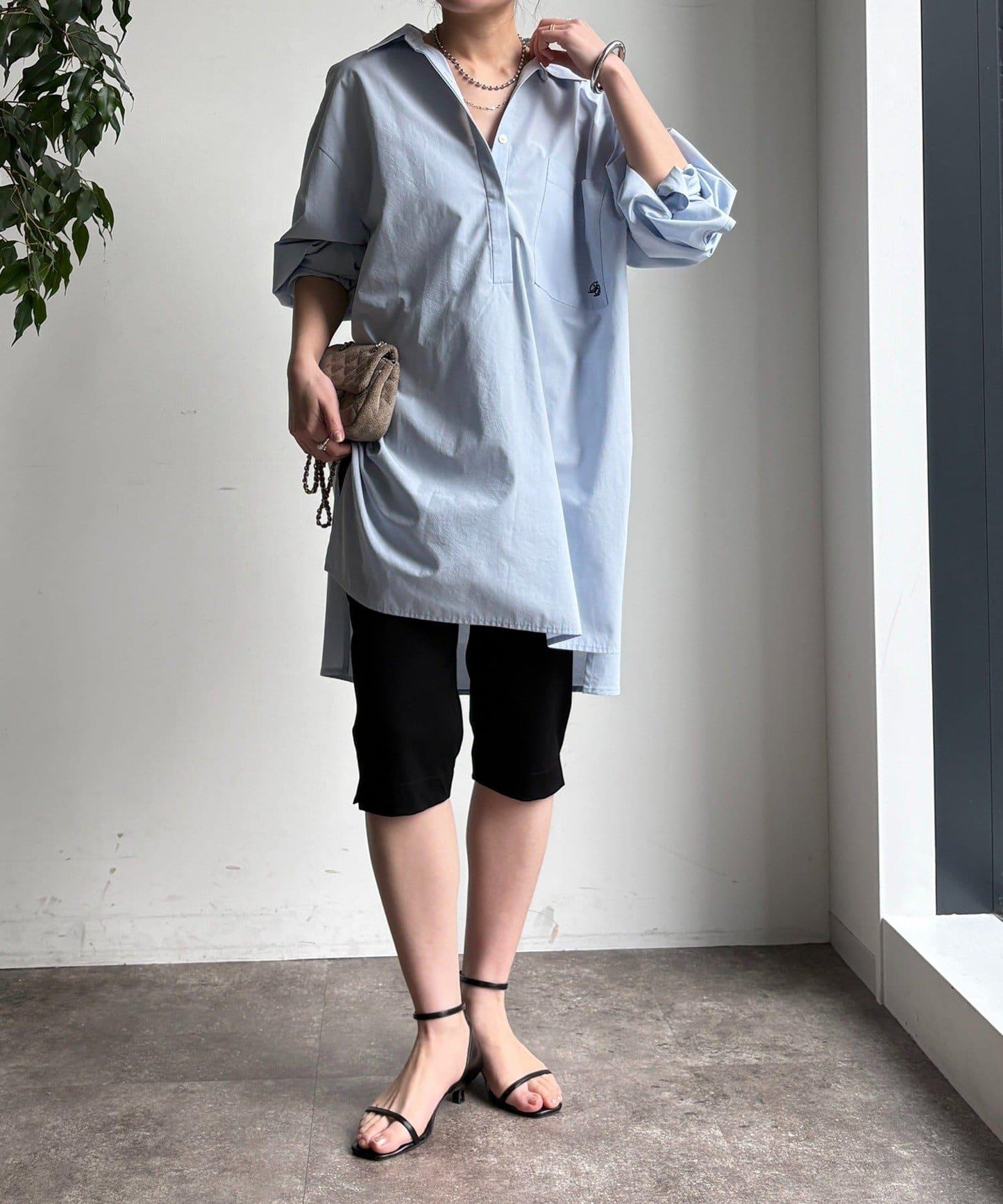 彈力斜紋七分褲