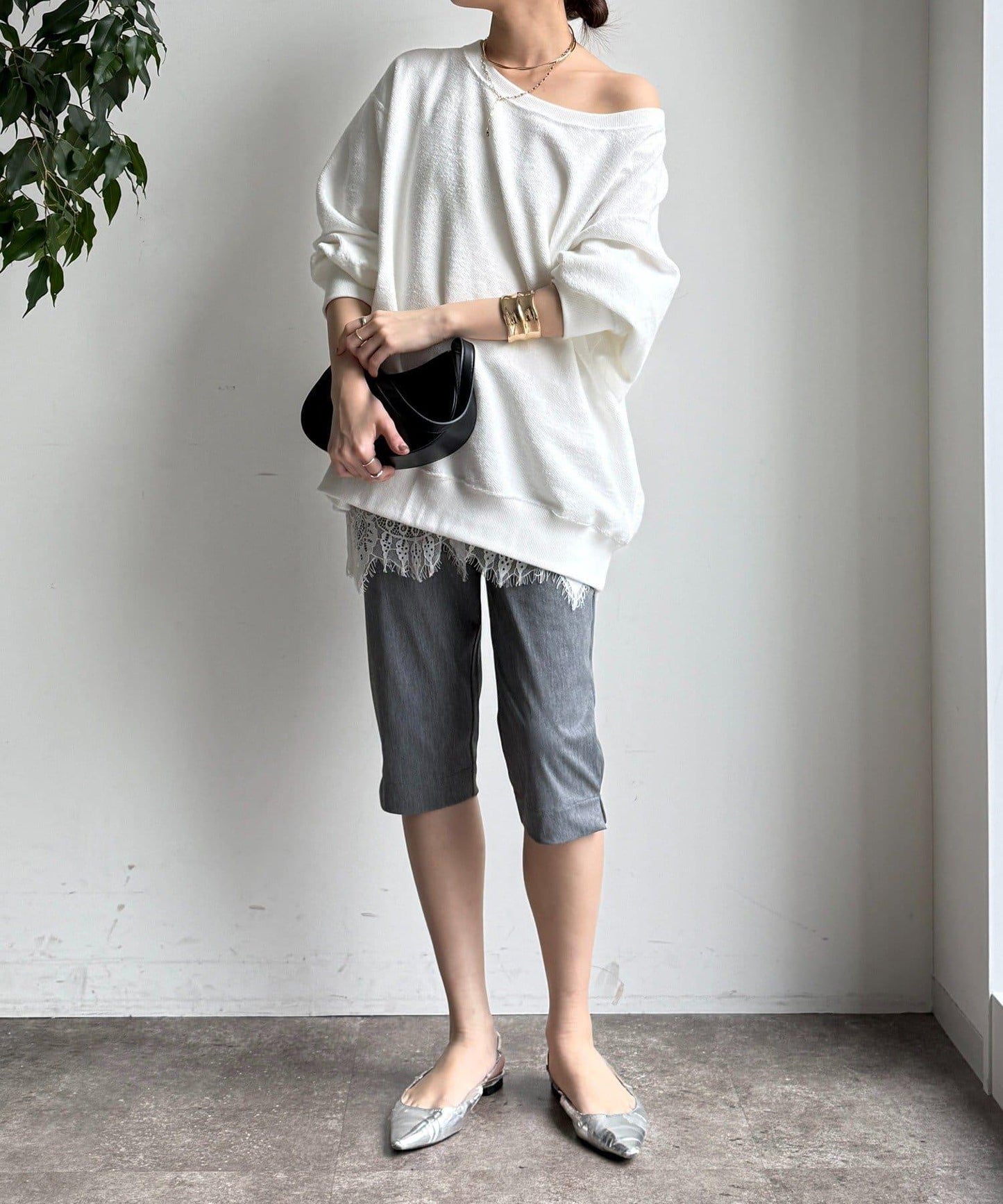 彈力斜紋七分褲