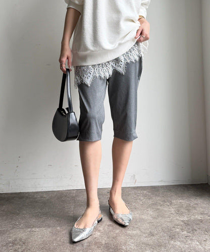 彈力斜紋七分褲