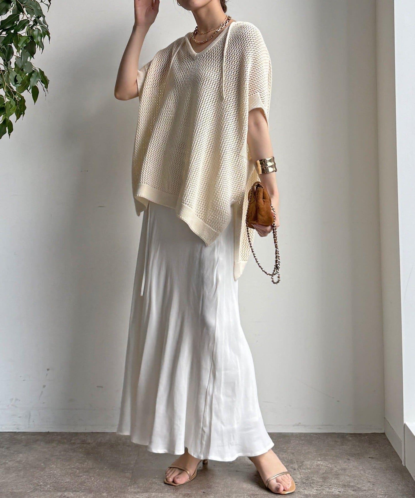 棉質針織網眼連帽背心