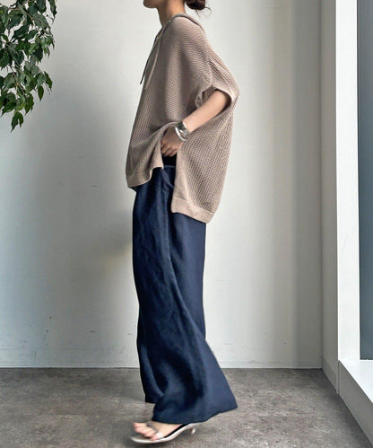 棉質針織網眼連帽背心