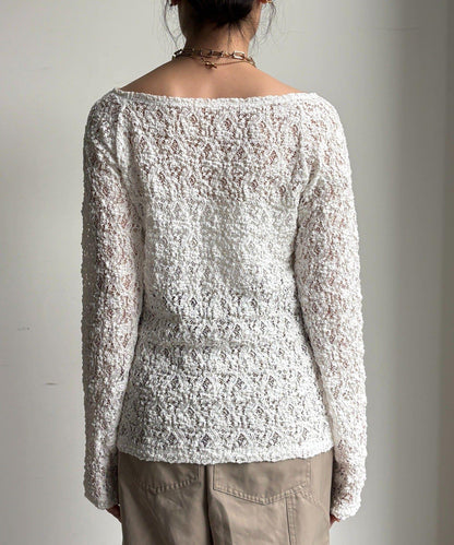 蕾絲一字肩上衣