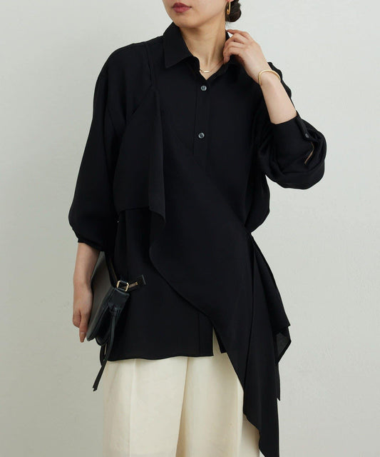 單肩疊穿設計 襯衫