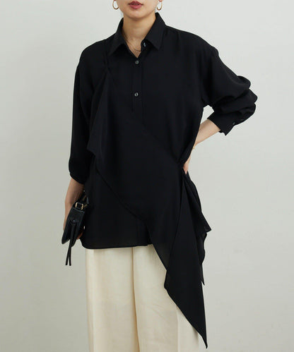 單肩疊穿設計 襯衫