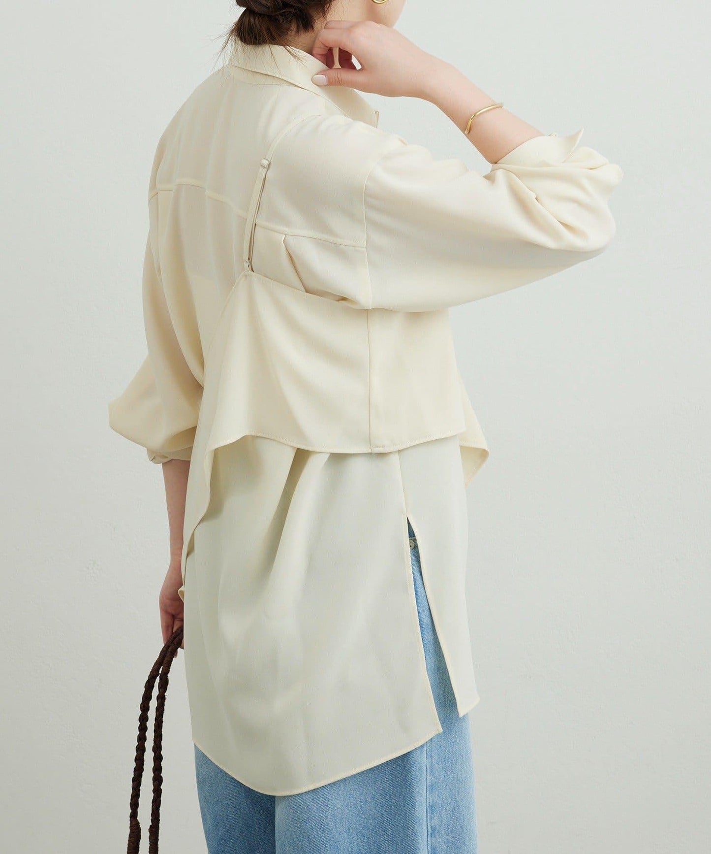 單肩疊穿設計 襯衫
