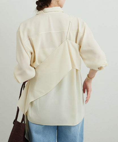 單肩疊穿設計 襯衫
