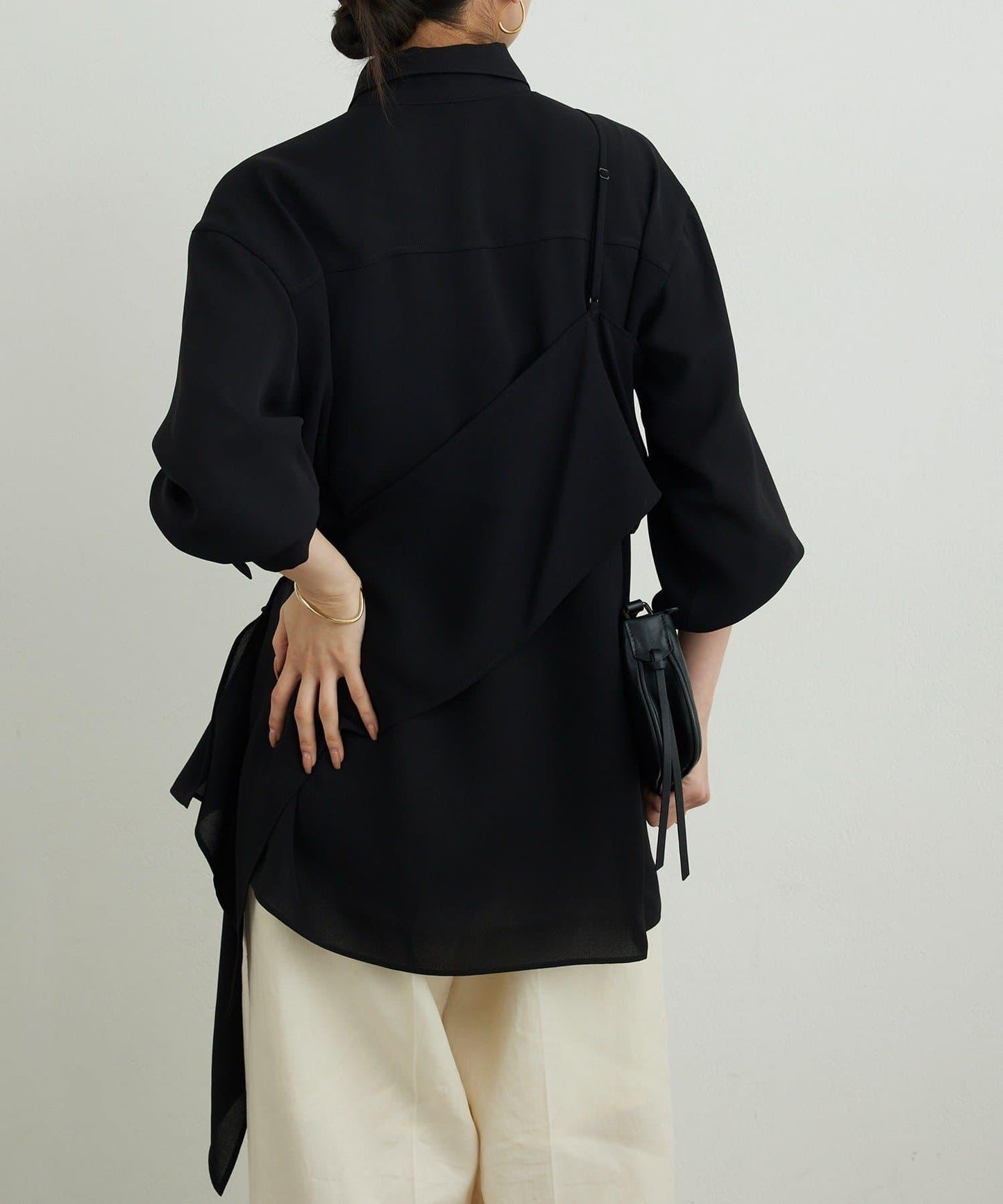 單肩疊穿設計 襯衫