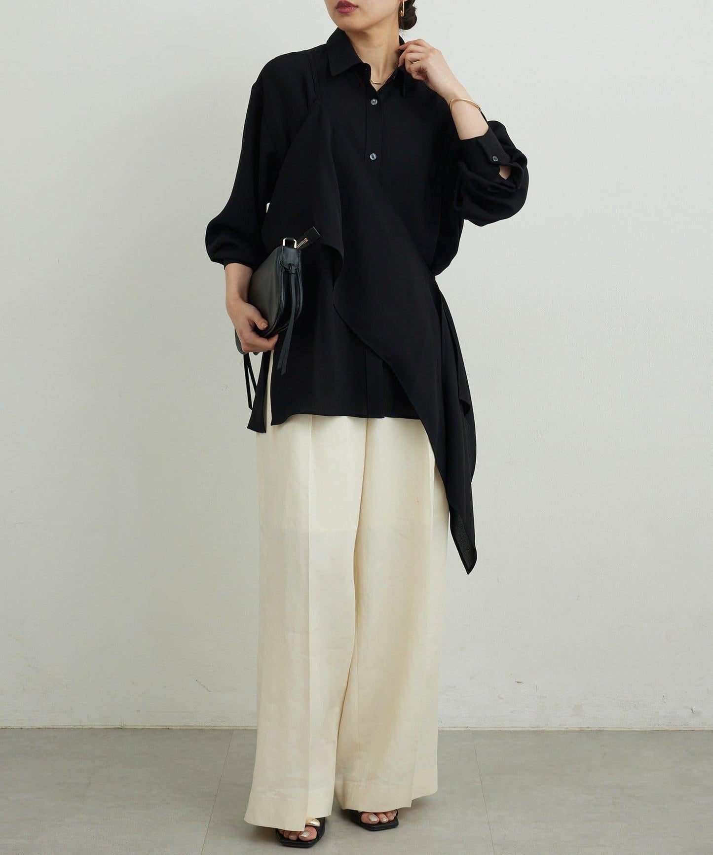 單肩疊穿設計 襯衫