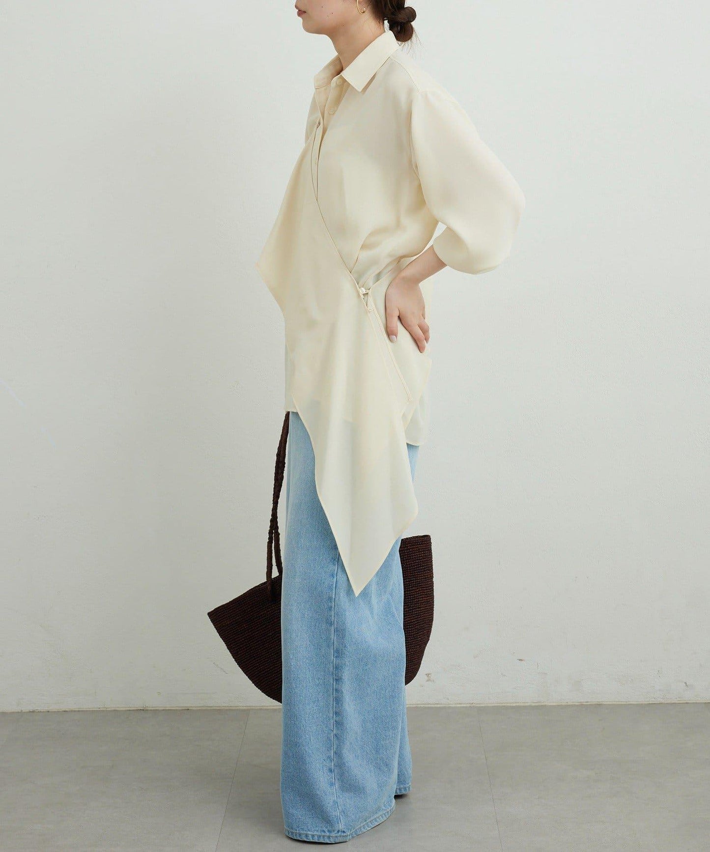 單肩疊穿設計 襯衫