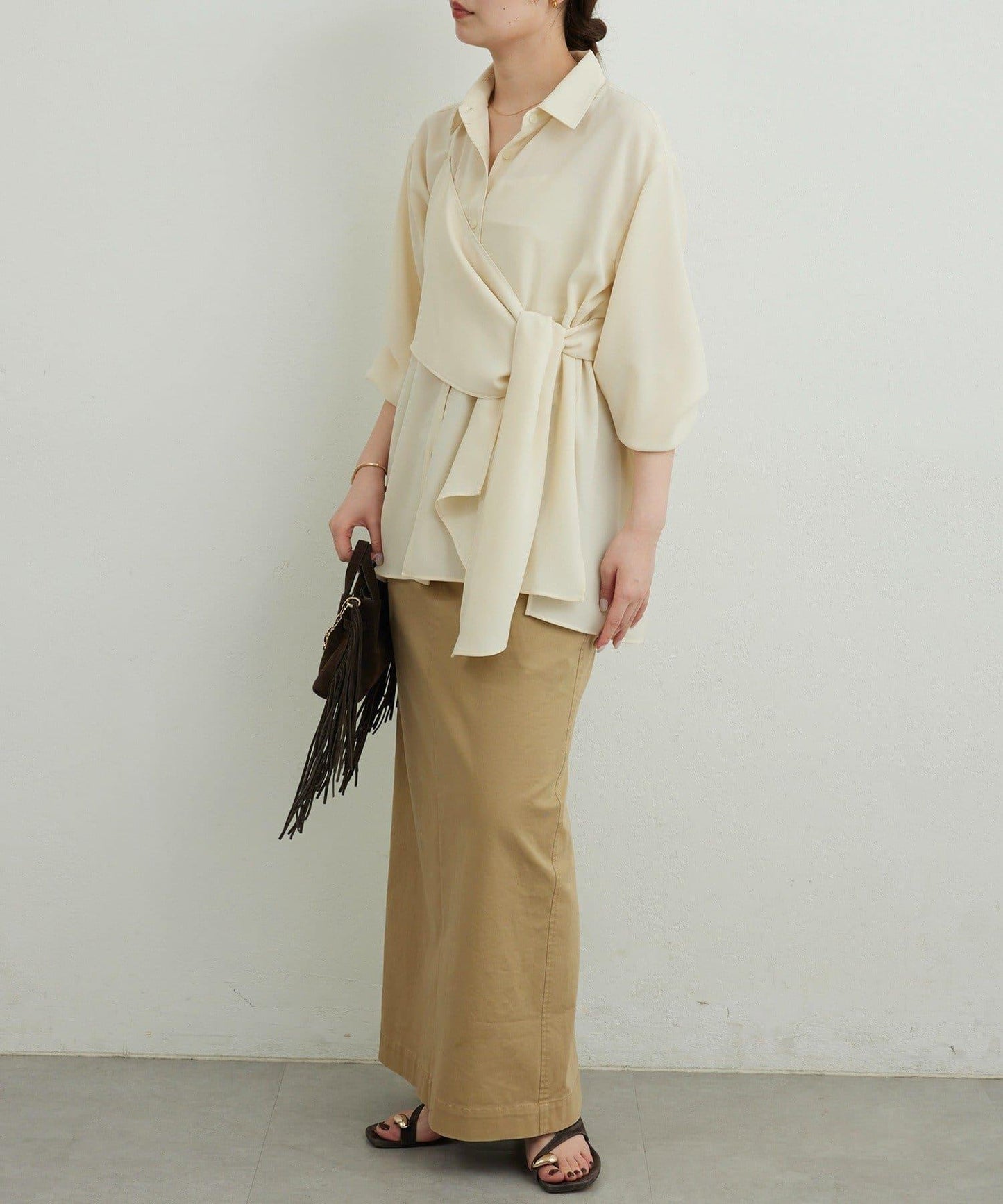 單肩疊穿設計 襯衫